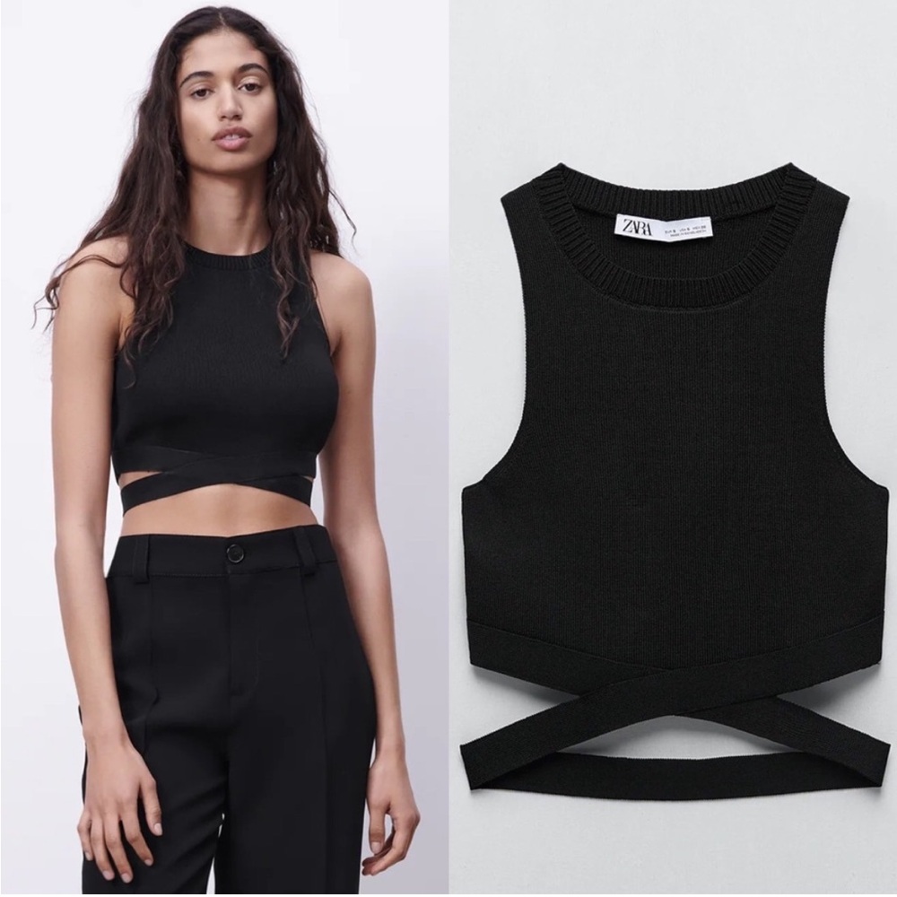 Zara Cut Out Knit Bondage Crop Top